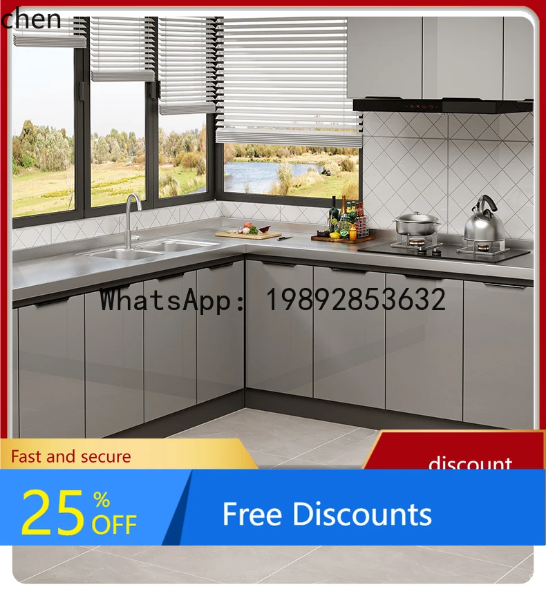AA  Stainless Steel Cabinet Simple Storage Stove Top Integrated Assembly Economical Storage Kitchen Cabinet Sink