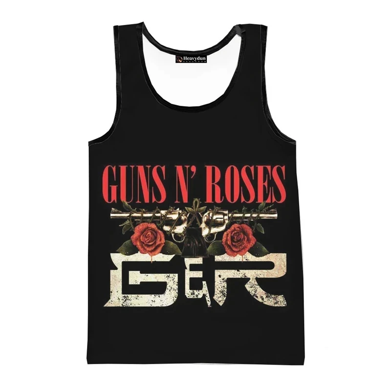 Popular Rock Band Men's Tank Top Classic Guns And Roses Sleeveless Shirt Hip Hop Trend Harajuku Man Vest Summer Unisex Loose Tee