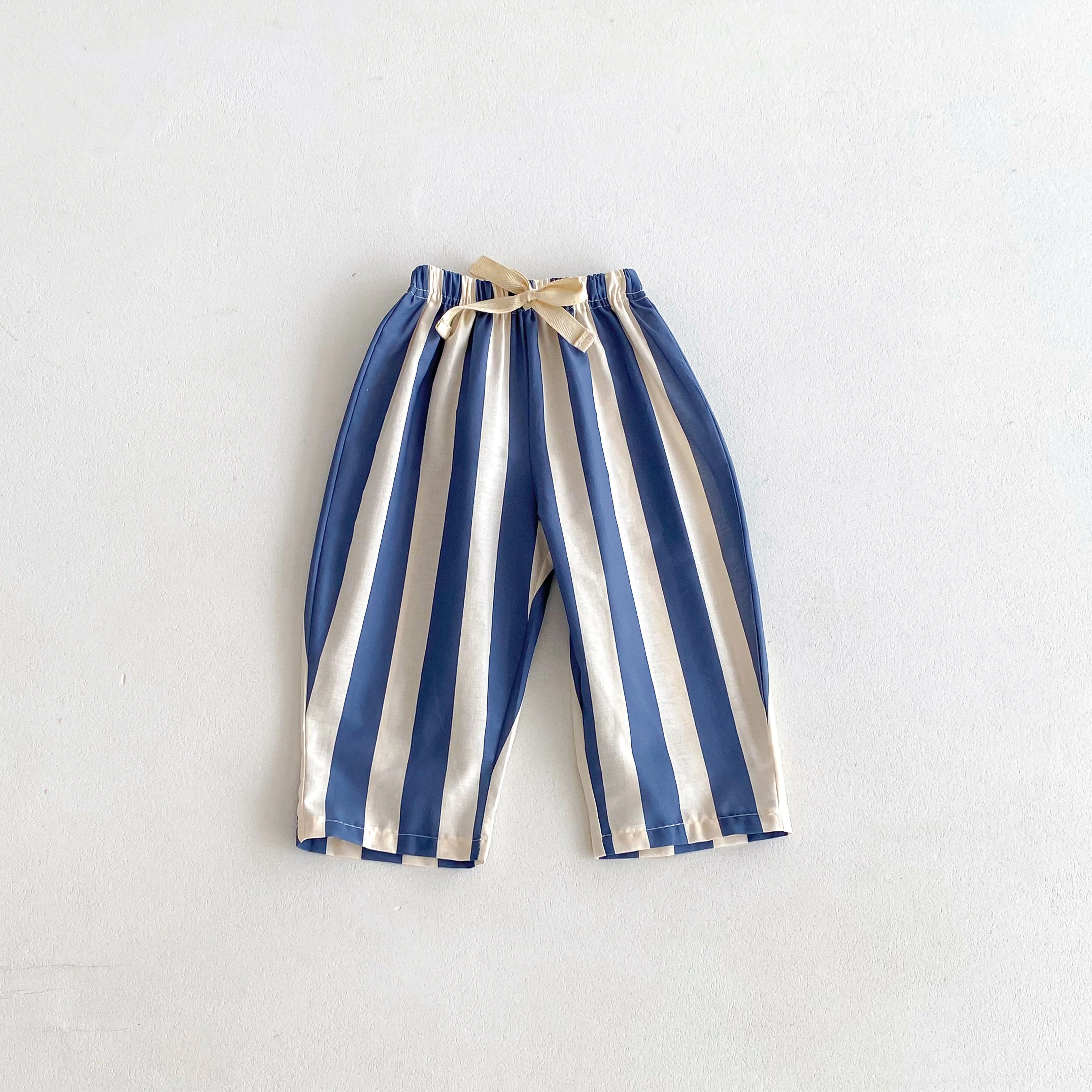 Striped Pants For Child New Style Summer Pants 1-6Years Old Kids Simple Versatile Trousers Outer Wear Trendy Mosquito Pants image 4