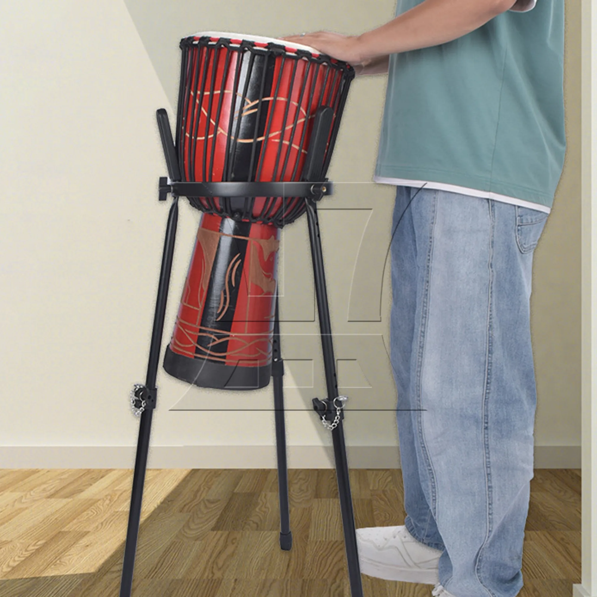 Soporte de Metal Yibuy para Conga de 10 y 11 Pulgadas, Soporte Ligero para Tambor, Base Ajustable, Color Negro