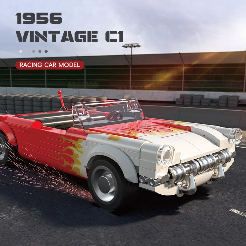 

Speed 1956 United States Muscle Sport Car Model Building Block Corvettes C1 Roadster Supercar Brick Vehicle Toy For Kids Gifts