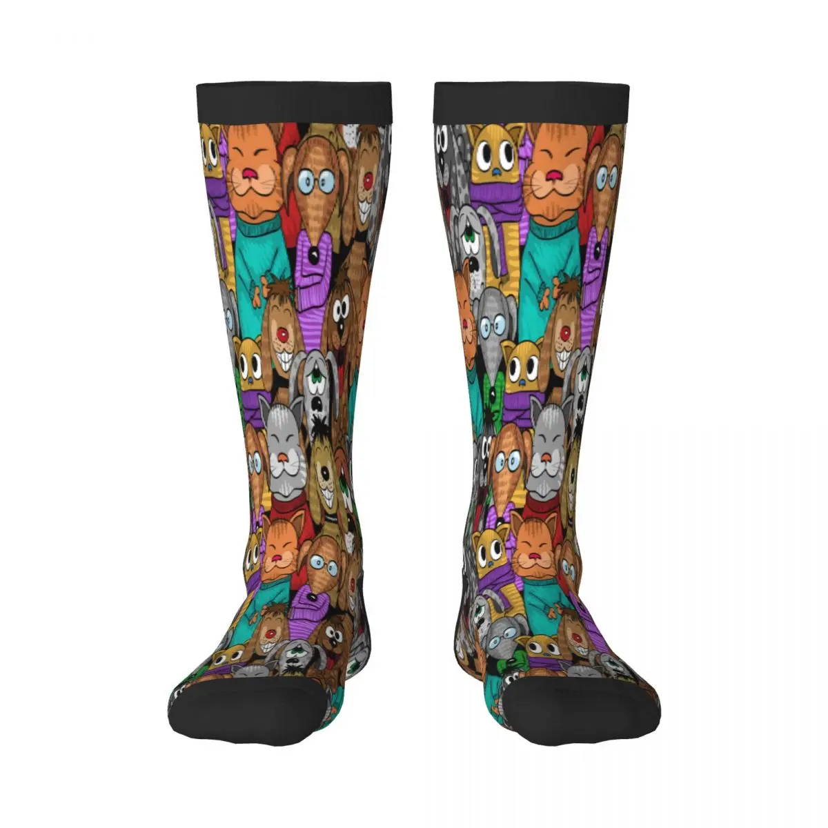 Spring/autumn over the knee socks Comic Cartoon Cats And Dogs school dance long stocking