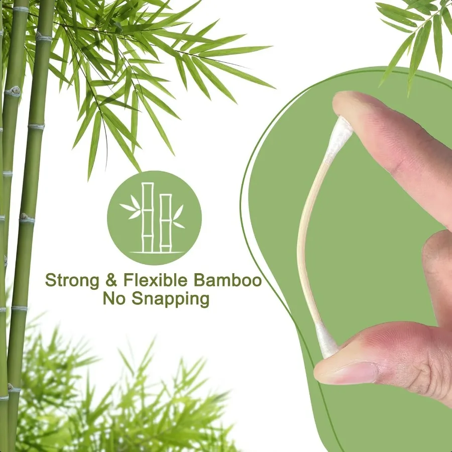 1000 Count Wooden Cotton Swabs Sustainable Bamboo Sticks Soft Tips Natural Organic Cotton Buds for Ear Cleaning Makeup Removal