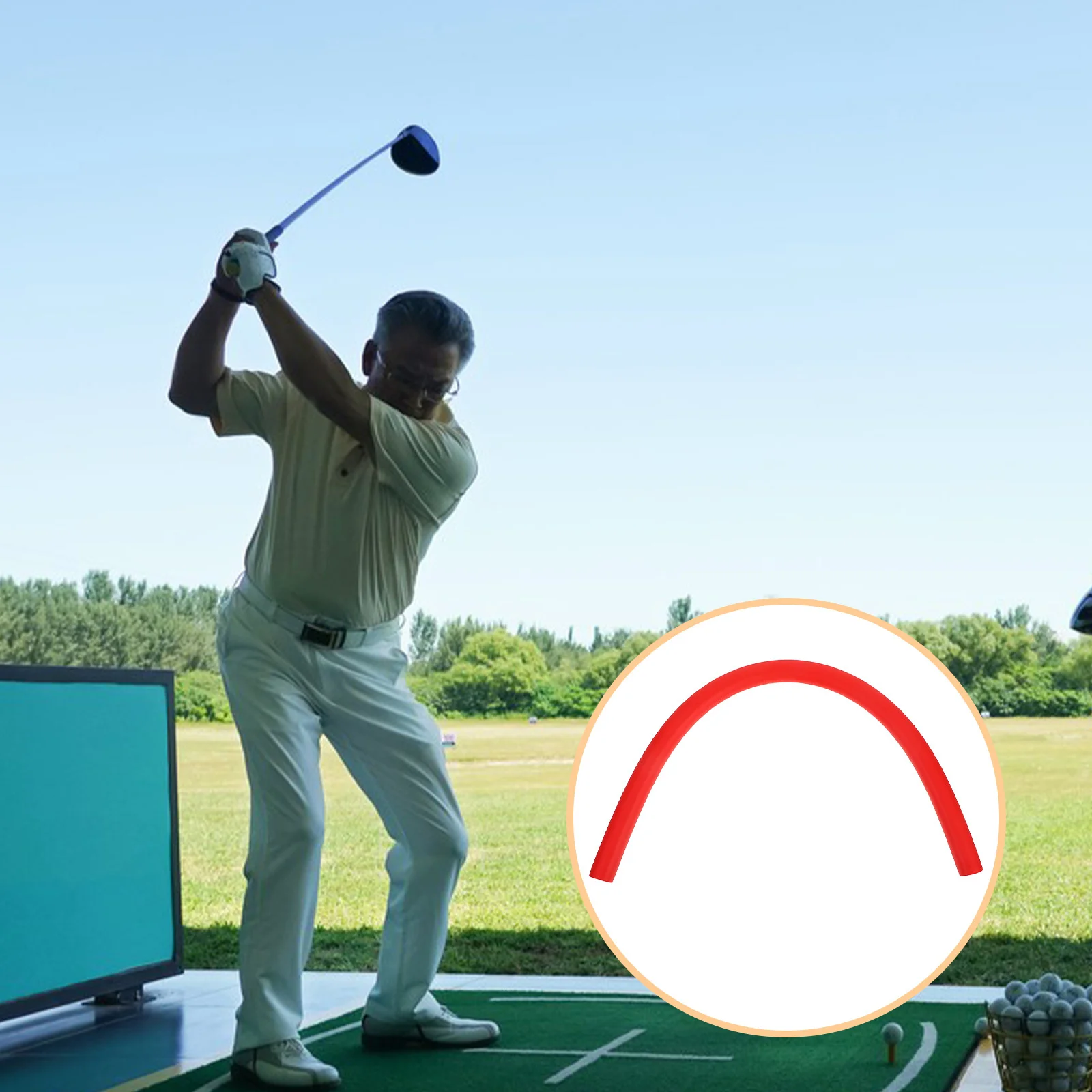 Golf Swing Practice Stick Red Flexible Training Rod Lightweight Portable For Indoor Outdoor Use Golf Trainer Aid Soft