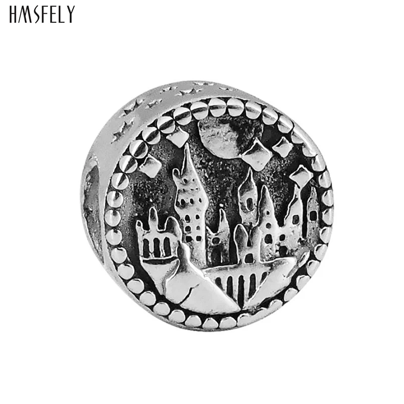 

HMSFELY 316l Stainless Steel Castle Pattern Beads Charm Beads For DIY Bracelet Jewelry Making Accessories