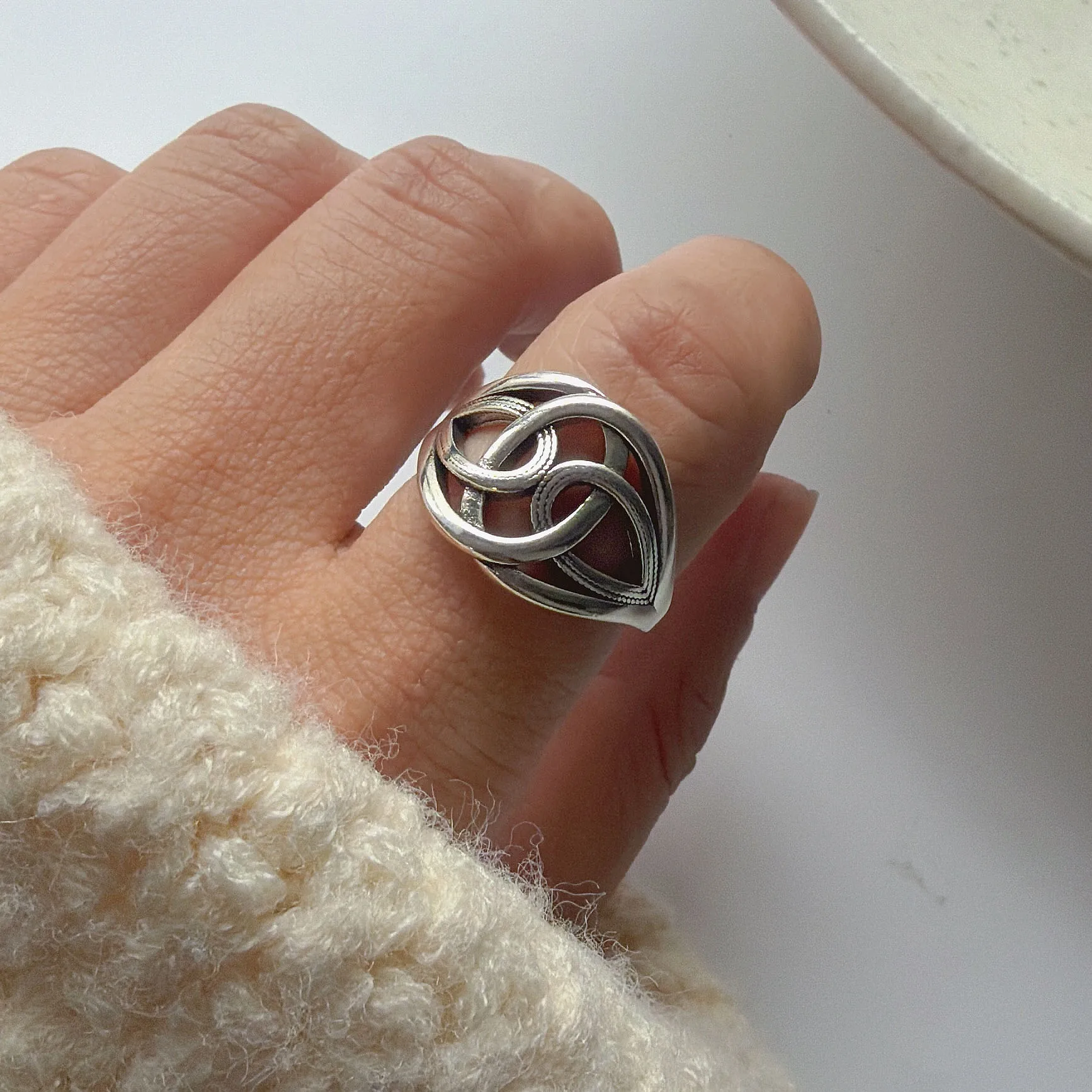 925 Sterling Silver Rings for Women Couple Minimalist Handmade Simple Retro Cross Line Ring Fine Jewelry Gift Prevent Allergy