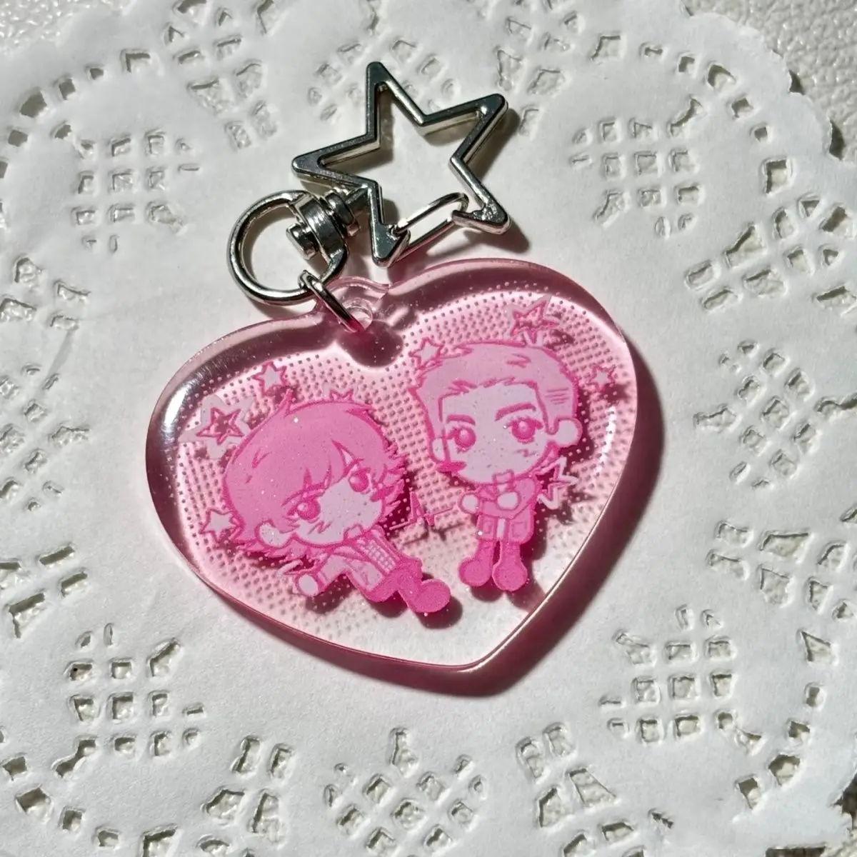 LLavero de Anime de corazón sobrenatural, llavero acrílico Kawaii para hombre, bonito llavero para mujer, colgante para bolso, accesorios de adorno, regalo para Amiga