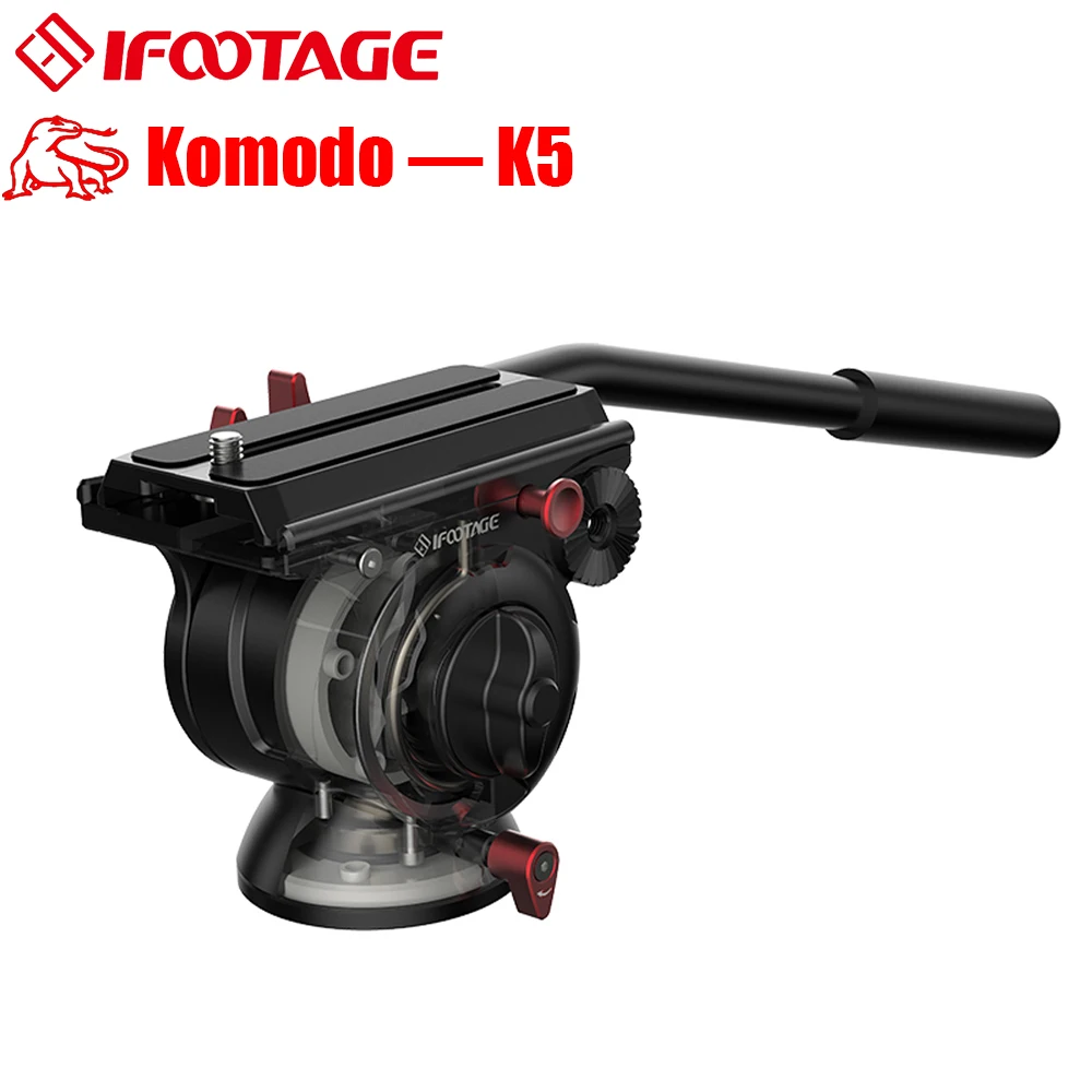 IFOOTAGE Komodo K5 Video Tripod Head Fluid Drag Pan Head for DSLR Cameras, Camcorder, Monopod and Tripods,