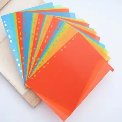 Divisorio di pagina in plastica con indicizzazione A4 per schede organizer per raccoglitori Divisori di carta Forniture per ufficio scolastico Divisori di cartelle per