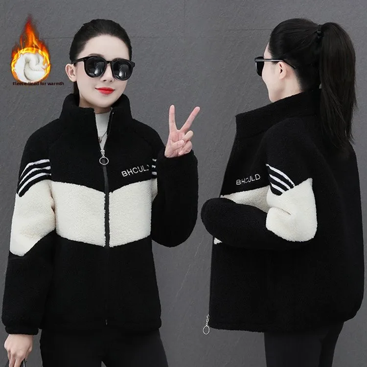 

Winter 2025 Thiened Woolen Coat Particle Fce Lined Fluffy Jaet for Middle-Aged And ly Women Faionable Cotton Cl...