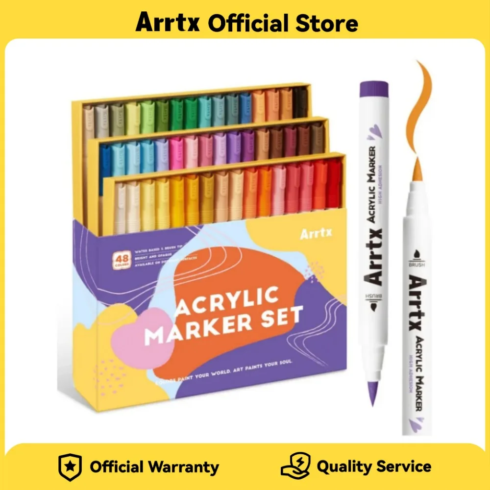 

Arrtx Acrylic Markers Brush Tip Acrylic Paint Pens for Rock Painting Glass Stone Wood Ceramic Fabric DIY Crafts