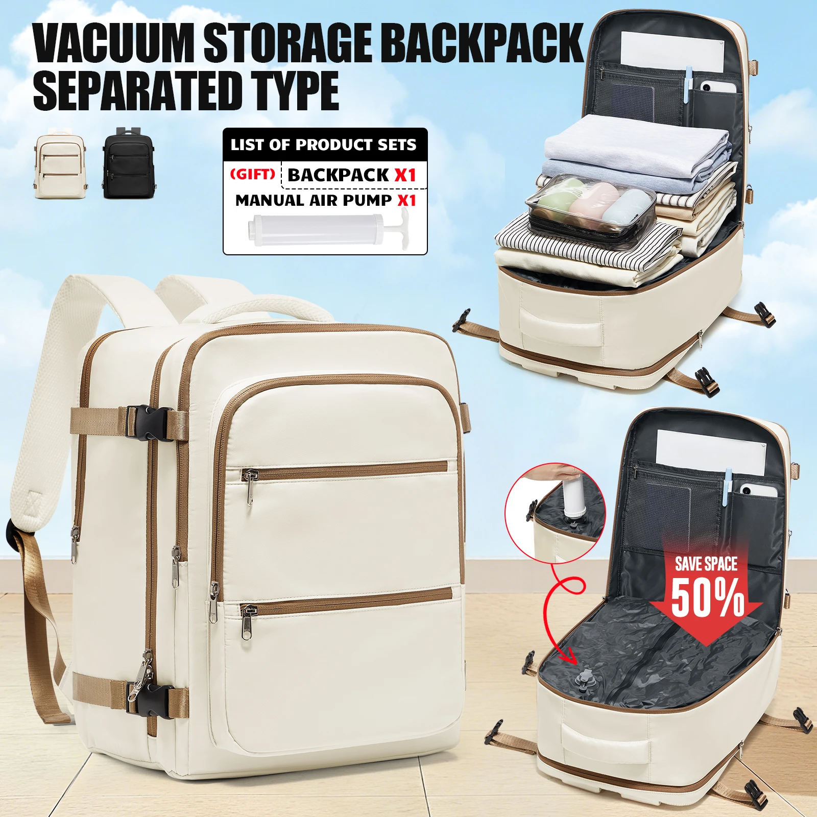 Vacuum Backpack, Wizzair Ryanair Backpack Travel Cabin Plane 40x30x20 Travel Backpack Women Laptop Bags, Vacuum Bag for Clothing