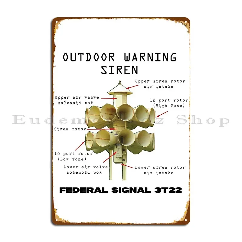 Federal Signal 3t22 Outdoor Warning Siren Metal Sign Vintage Designer Garage Personalized Living Room Tin Sign Poster