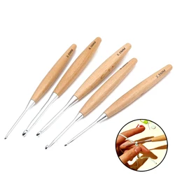 3-12mm Solid Wood Handle Crochet Knitting Needles Hooks Multi Size Sewing Accessories Wool Crocheting Lace Weave Craft Needle