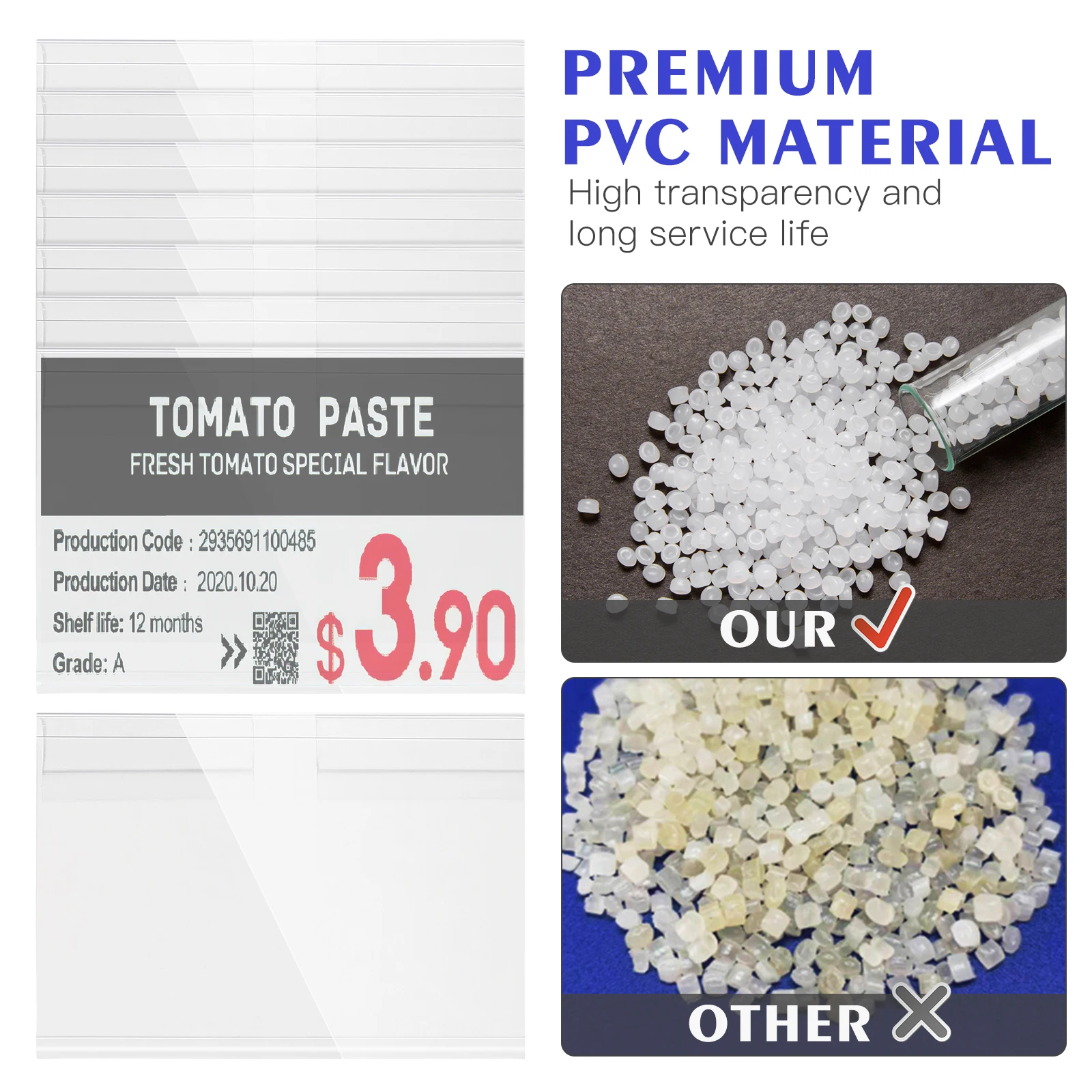 

60 pcs Clear Label Holders Clip On For Basket Bin Shelf Labels Stands Ticket Display Holder Plastic Sign Storage Bins