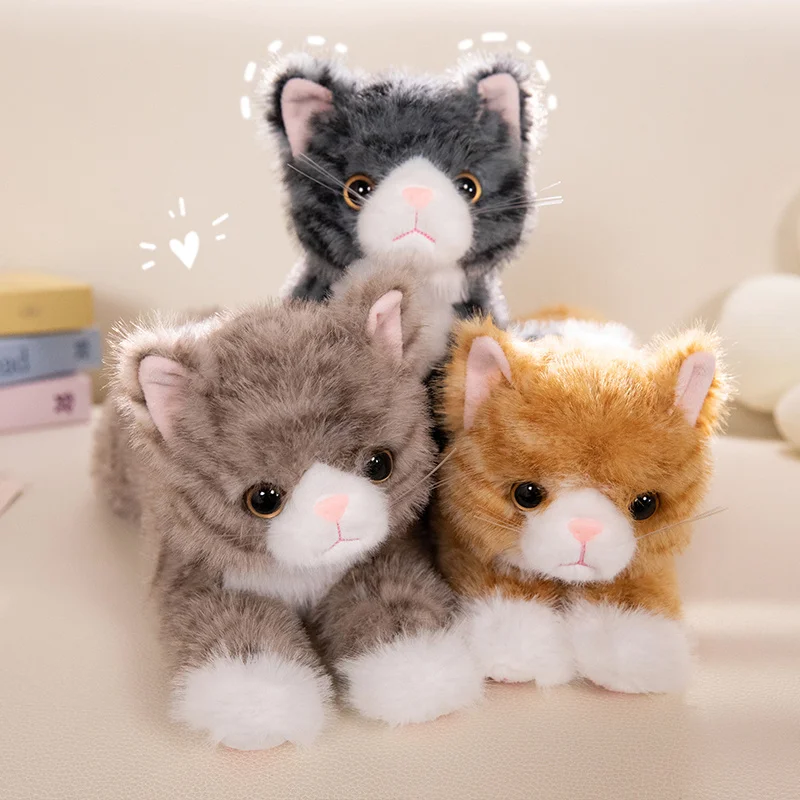 40cm Cute Simulated Cat Doll Plush Toy Stuffed Soft Animal Plush White Black Kitten Pillow Kids Girls Birthday Gift Pet Toys