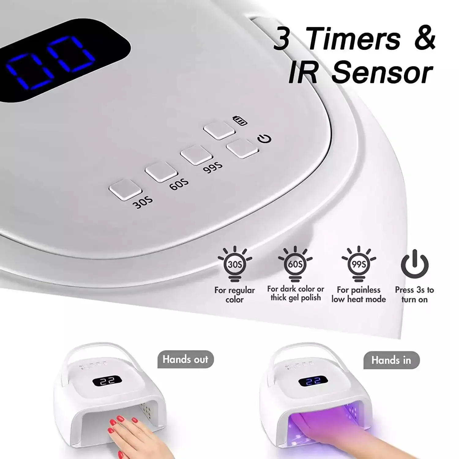 Lâmpada UV prego s20, recarregável, sem fio, secador de unhas, manicure, pedicure, led, sem fio, 60w