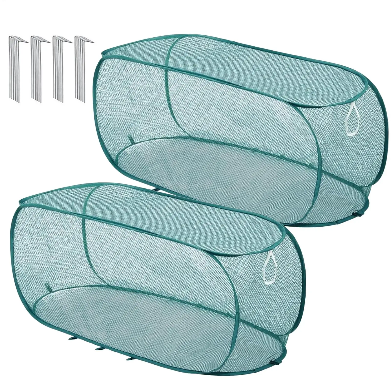Foldable Plant Protection Netting Bird Control with Ground Stakes  2 Pieces Nylon Pop-Up Fine Mesh Netting for Indoor Outdoor