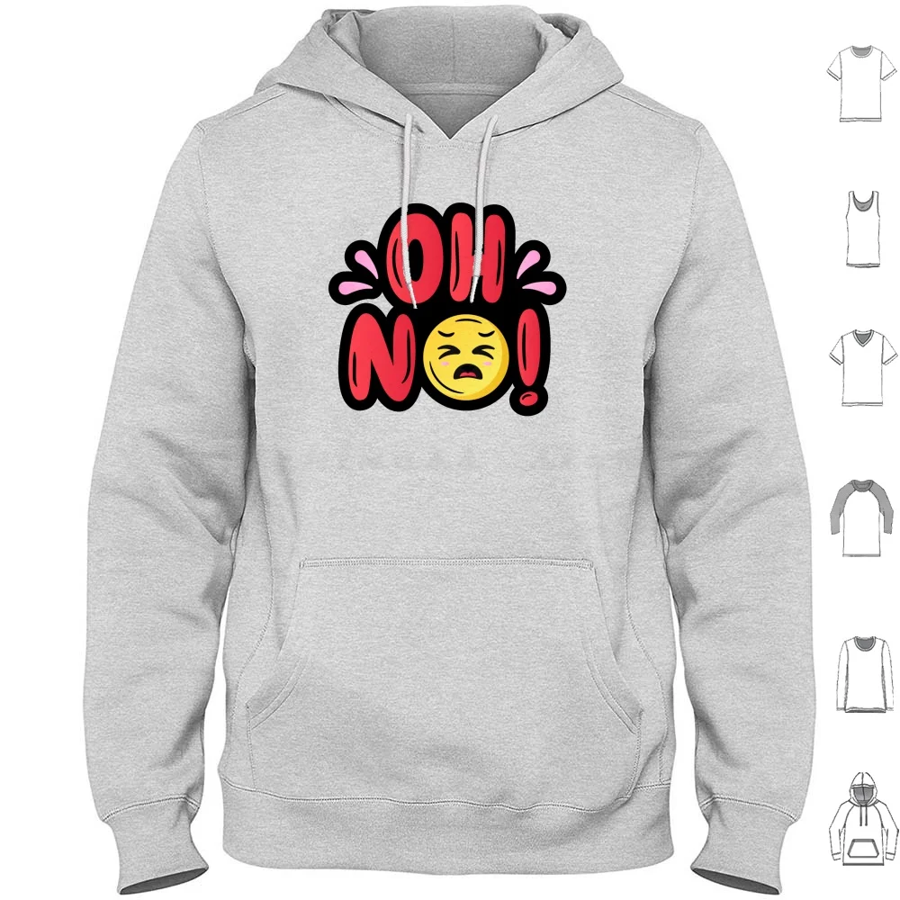 Oh No Hoodie cotton Long Sleeve No Vector Flat Gradient Face Emotion Feeling