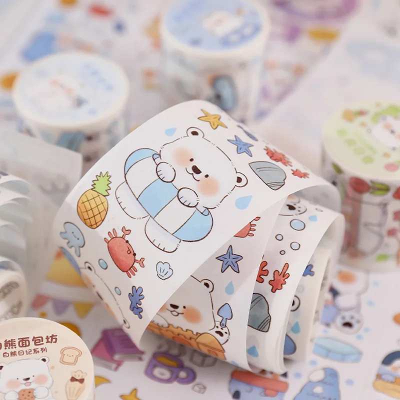 The Snow World Kawaii Cute White Bear Washi Tape Paper Masking Tape For Diy Diary Scrapbooking Decorations