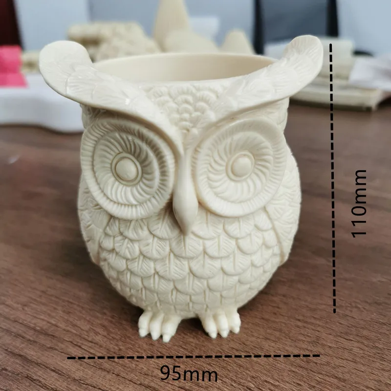 

Large Owl Succulent Flower Pot Ashtray Pen Holder Silicone Mold Scented Molds For Gypsum and Concrete Stone Carving Art Making