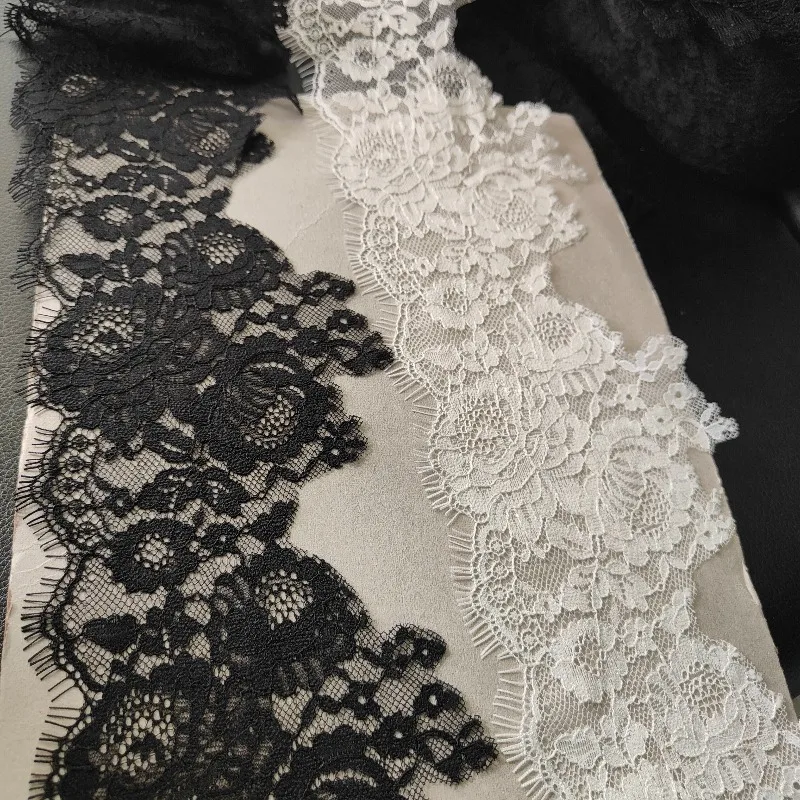 6m/lot Black White Beige Irregular Non Stretch Laser Cut Eyelash Lace Trim Garment Accessories Set For Sewing Dress Decoration