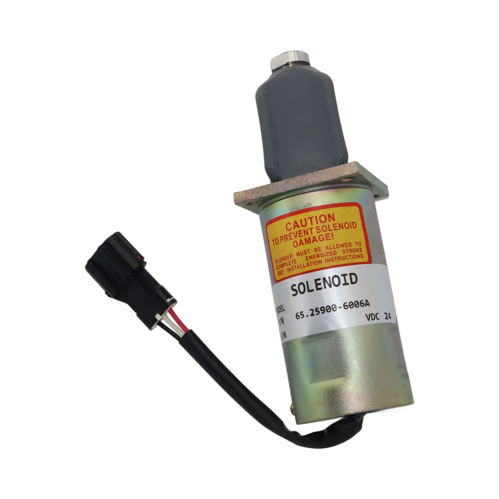24V Shutdown Solenoid 300743-00068 65.25900-6006A Compatible with Daewoo Doosan Engine D1146T P158LE P180LE P222LE