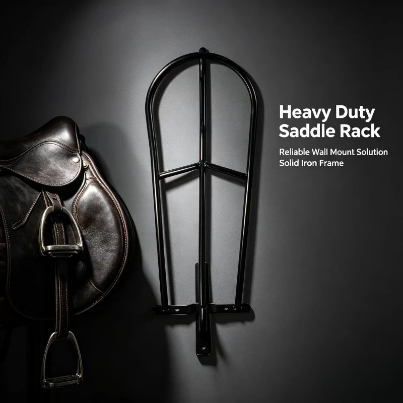 Iron Saddle Rack Wall-Mounted Heavy-Duty Saddle Storage Rack Equestrian Supplies Tack Storage Rack Saddle Pad Holder