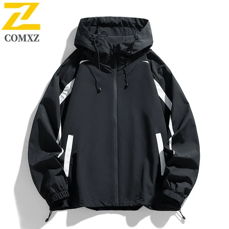 

COMXZ Мужская походная куртка Американская уличная ветровка Пальто Весенняя ветровка Трендовая лоскутная толстовка с капюшоном Верхняя одежда 2025