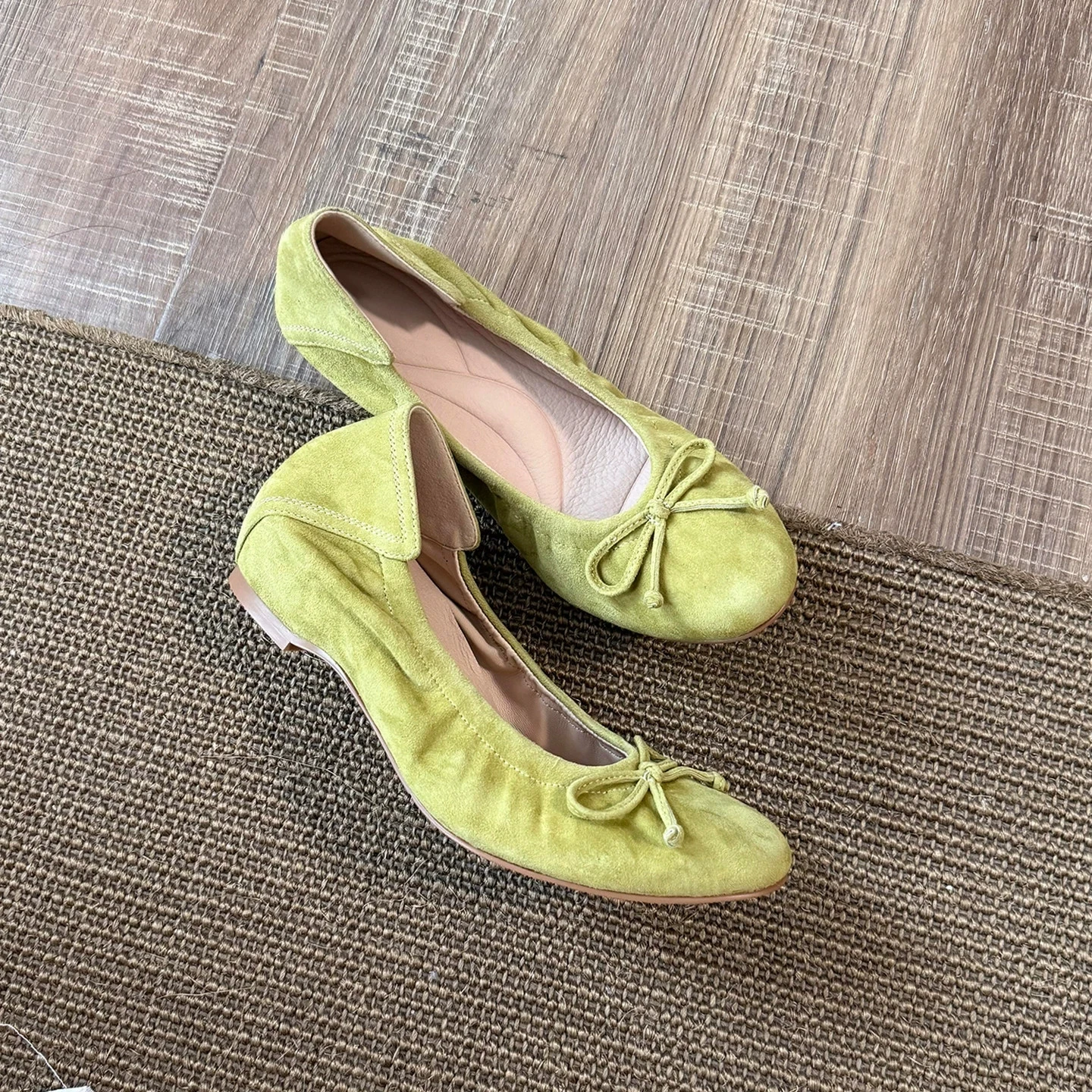 Yellow Leather Version Flat Bottom Evening Shoes Comfortable All Day Women's Flats Pregnant Women's Shoes Autumn Bean Shoes