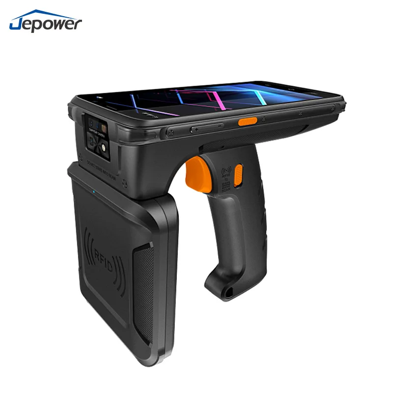 Jepower Efficient Smart Data Collection Handheld PDA Long Range UHF RFID NFC Reader Rugged 4GB Wi-Fi Barcode Scanner in Stock