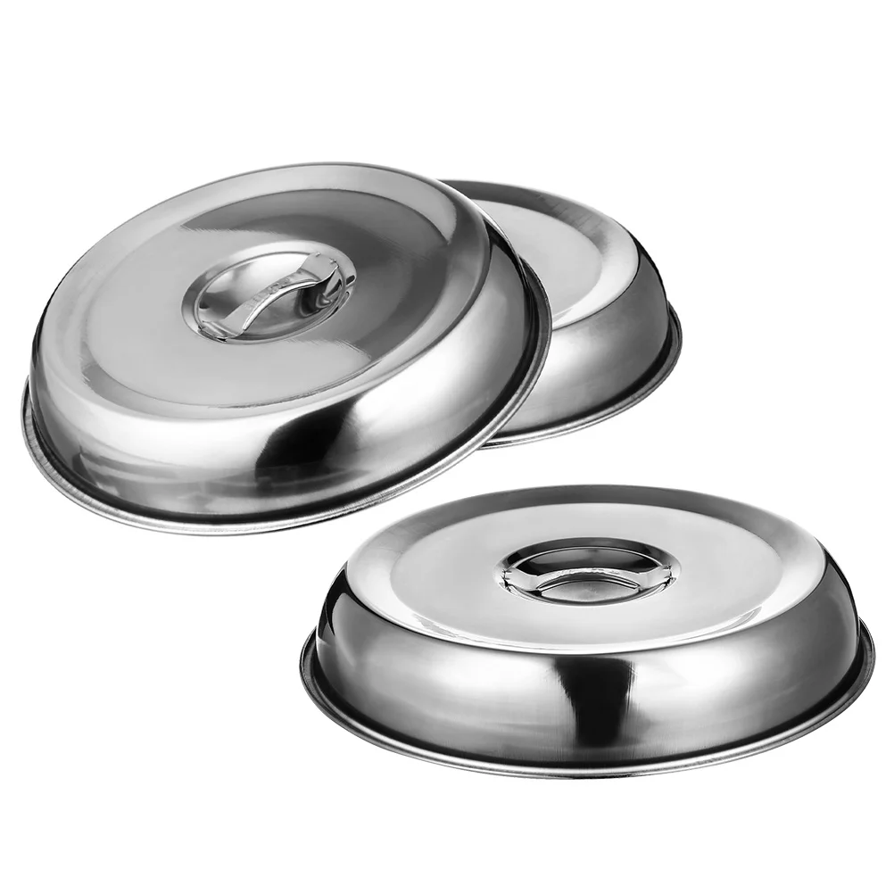 

3pcs Stainless Steel Food Dome Kitchen Bbq Lid Oil-Proof Meal Cover Anti-Splashing Household Lid For Home Restaurant Use Steak