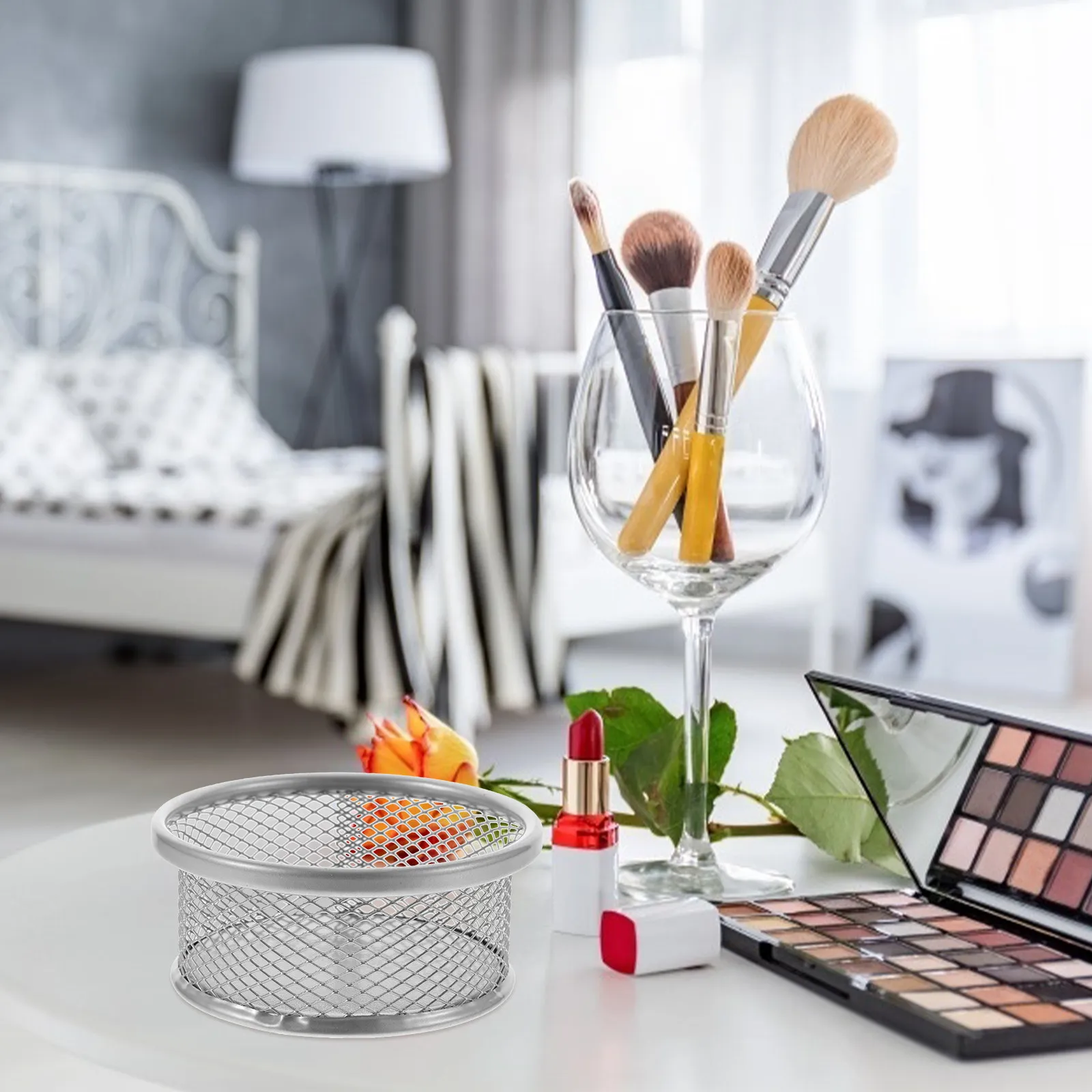 

4Pcs Metal Paper Clip Holders Mesh Baskets Desk Organizers for Office Supplies Desktop Storage Containers for Small Items