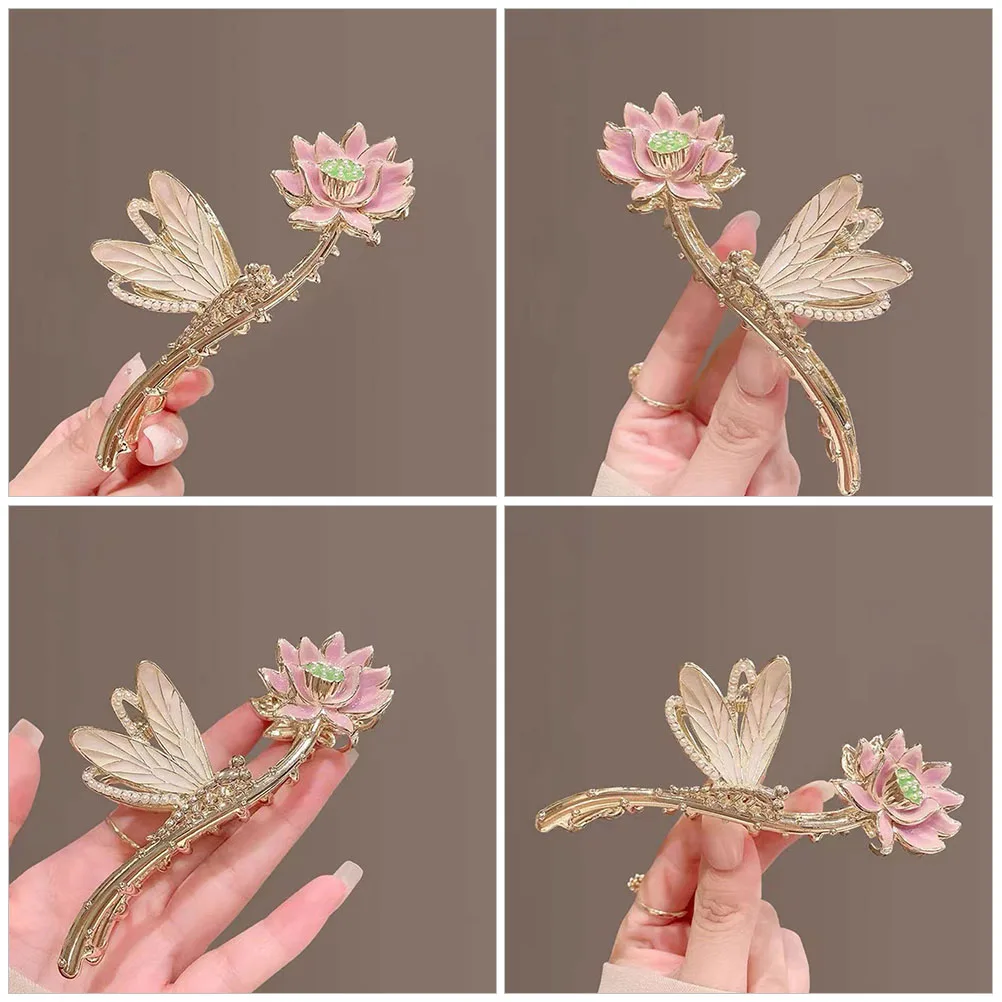 

Lotus Flower for Women Metal Alloy Floral Design Thick Accessories Elegant Costume Party Chinese New Year Decorative for Thin