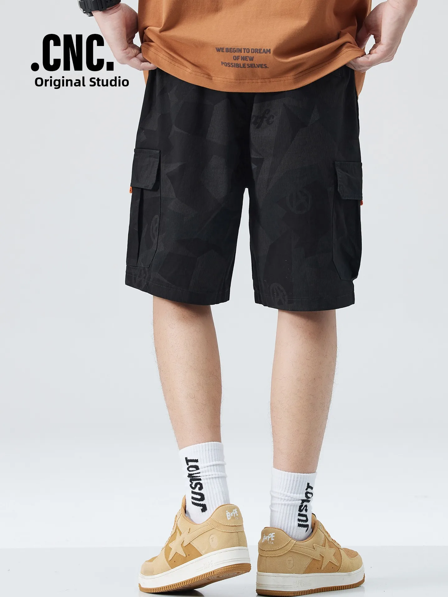 

American Sle Loose Fit Camouflage Workwear orts Men's Summer Trendy Brand Straight Leg Five-Quarter Casual orts