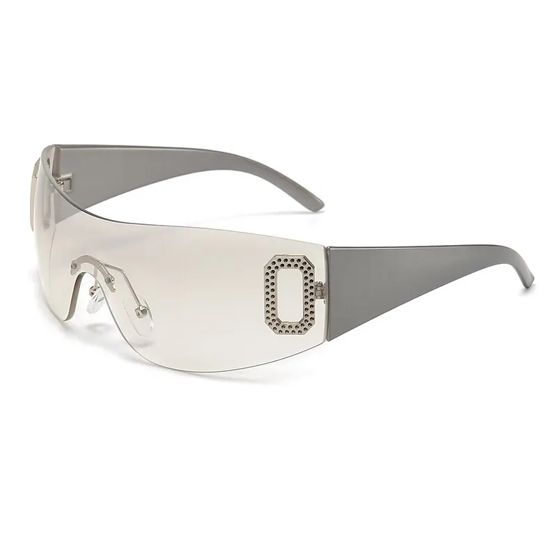 Y2K Rimless Punk One Piece Sunglasses Women Goggle New Luxury