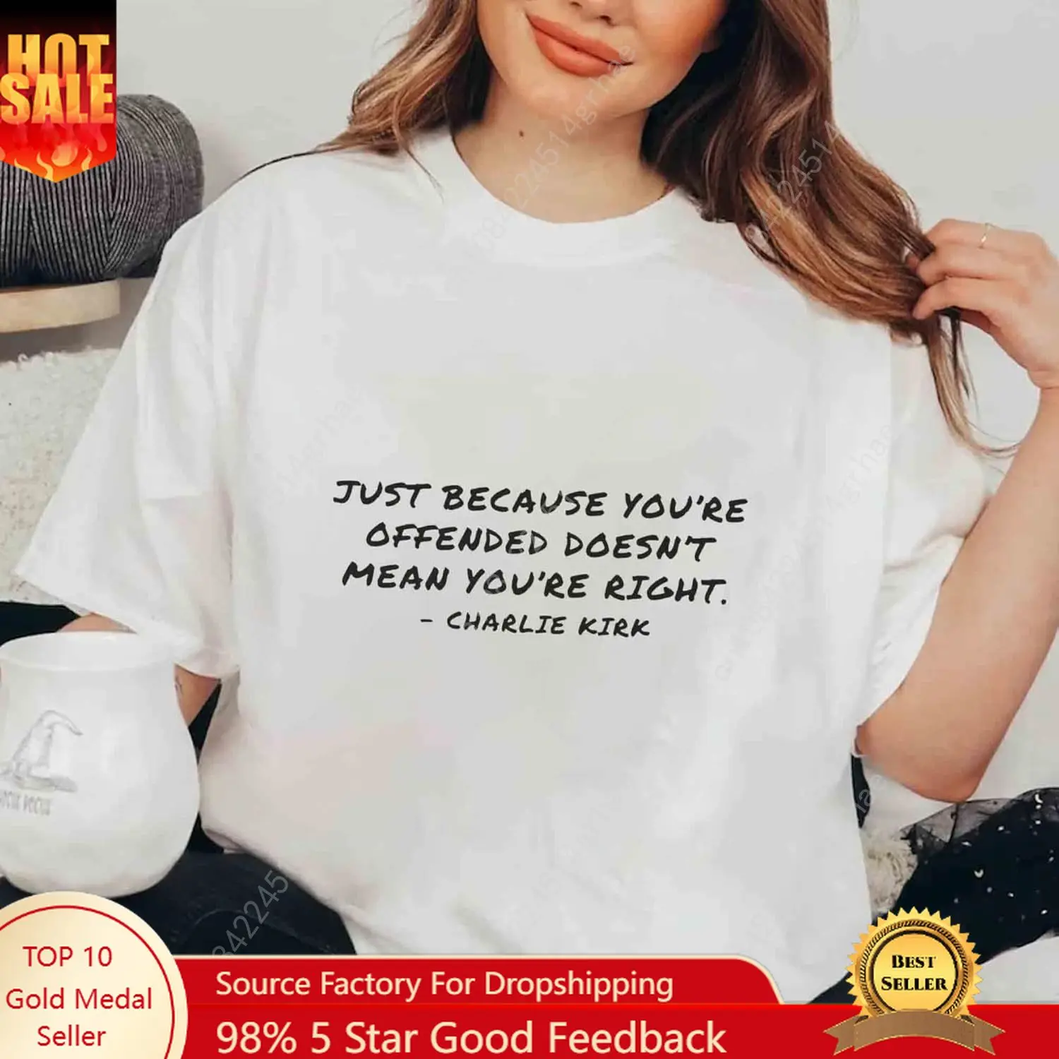 

Charlie Kirk Unisex Minimalist Famous Quote Republican Free Speech Conservative Political White Shirt