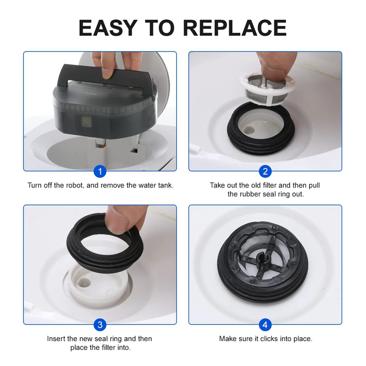 Substituição do filtro do depósito de água para irobot braava jet m6 (6110) (6012) (6112) (6113), substituição do esfregão 4650144