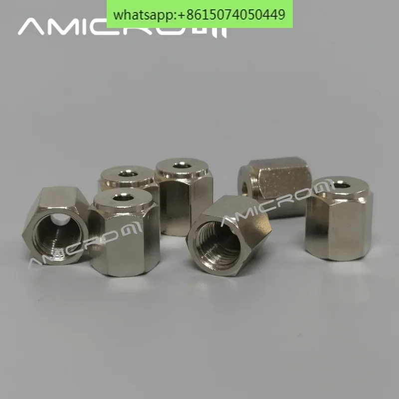 3mm gas chromatography stainless steel copper tube PTFE tube sealing nut joint 1/8-inch copper chrome plated M8 nut