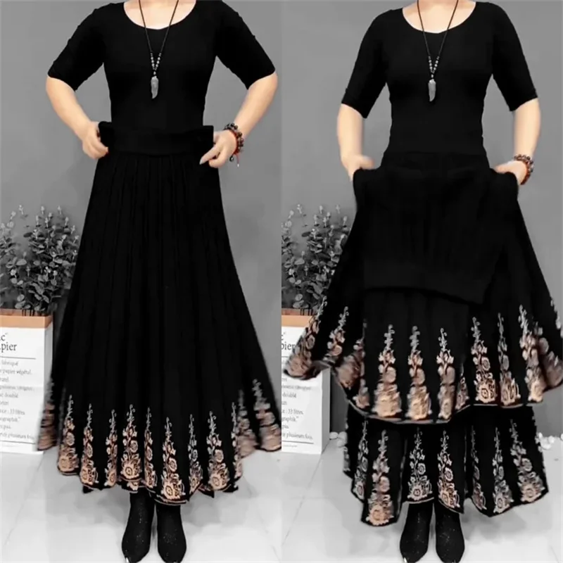 

Осенняя женская однотонная шерстяная юбка макси в корейском стиле, длинная юбка с высокой талией для женщин, весенняя утепленная вышитая пышная юбка