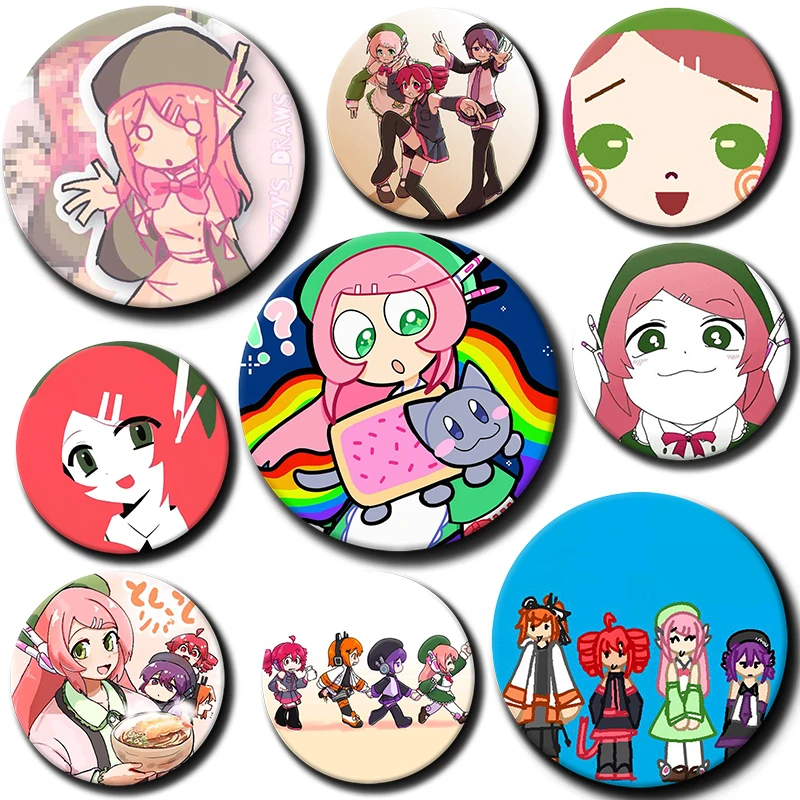 Cute Cartoon Music Anchor Badge Momone Momo,Adachi Rei,Utane Uta Pins Exquisite Round Brooches Bag Accessories Jewelry Gifts