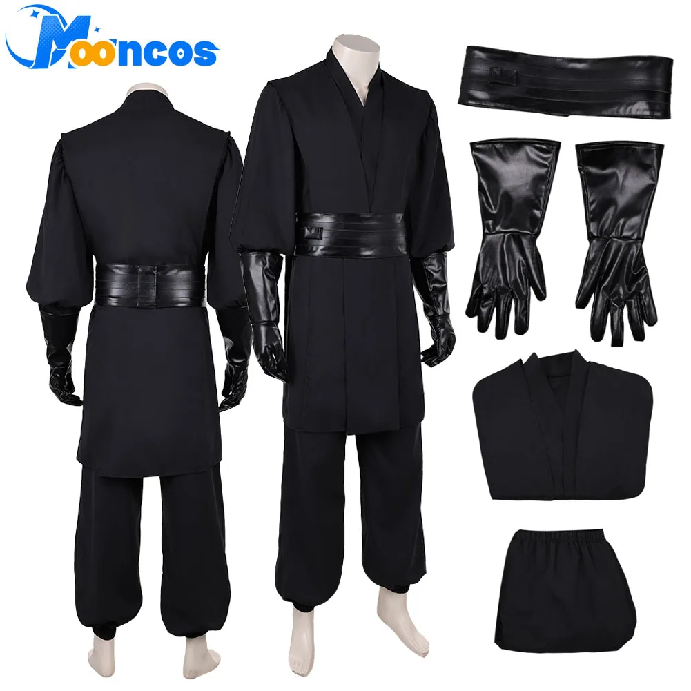 

Maul Cosplay Costume Men Fantasy Black Top Pants Belt Gloves Movie Space Battle Disguise Clothing Halloween Carnival Party Suit