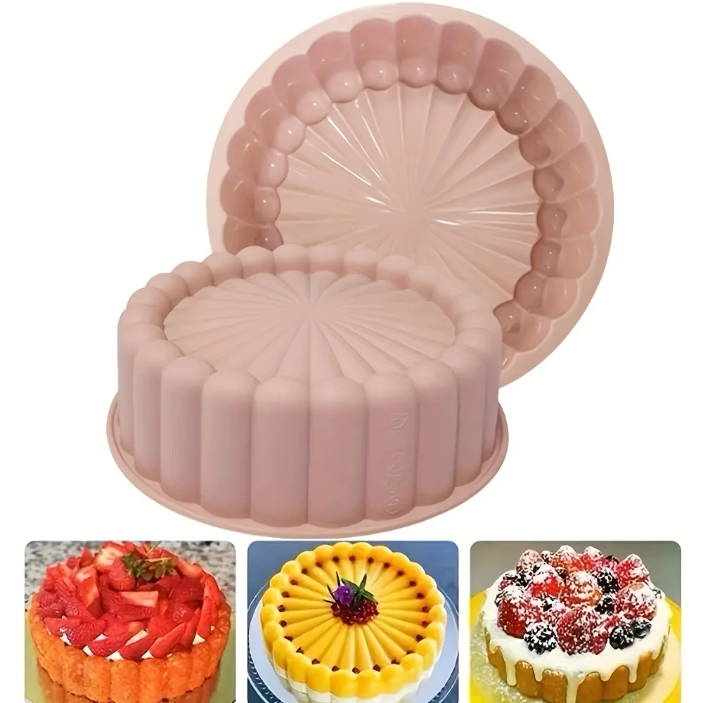 Round Silicone Charlotte Cake Pan Strawberry Shortcake Baking Pan Cakes Pan Sponge Flan Mold For Kitchen Bakingt Tools