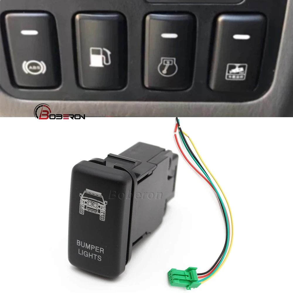 

12V Red LED Push Button Switch Bumper Lights Button For Toyota Landcruiser Hilux Prado 120 FJ CRUISE