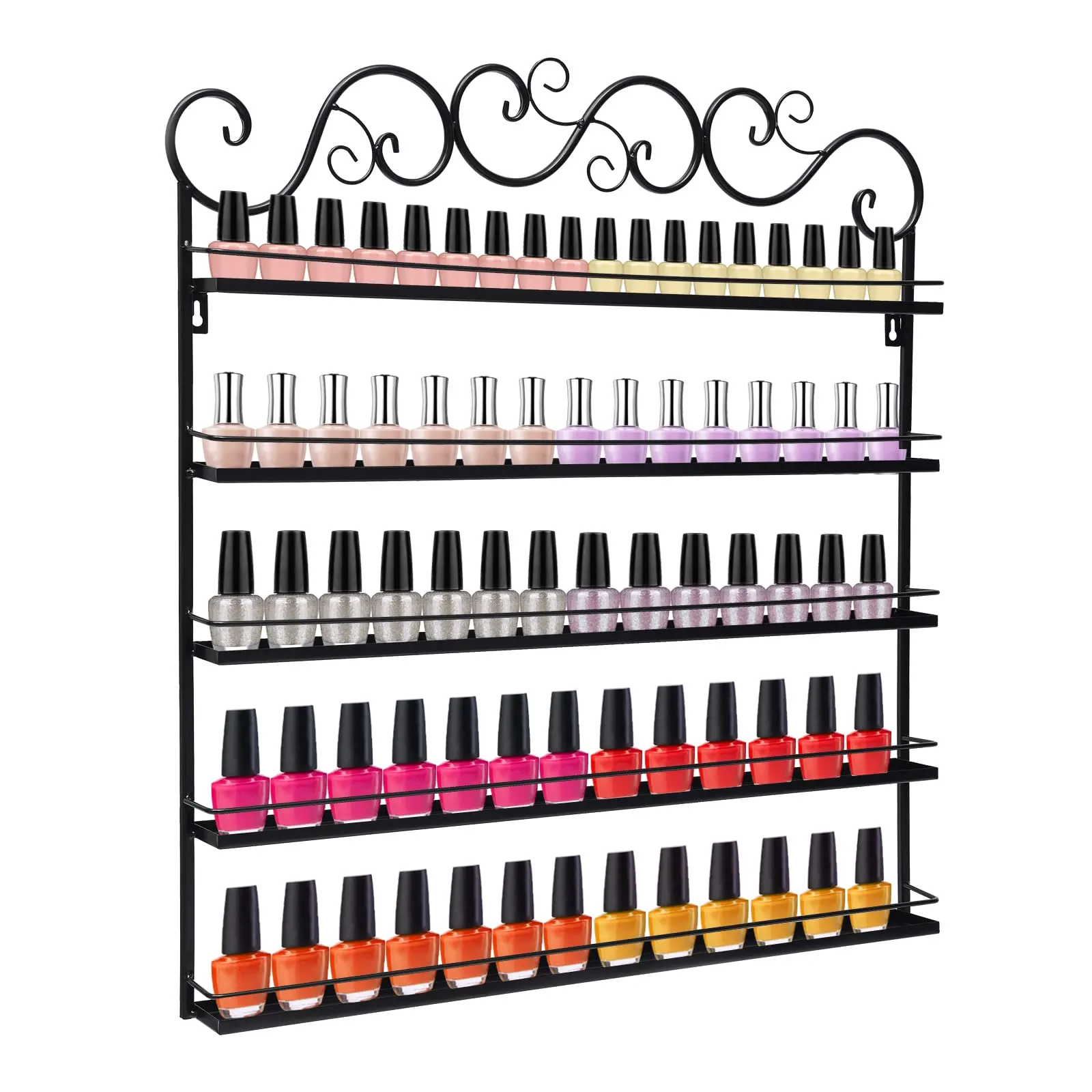 

Metal Nail Polish Racks for The Wall - 5 Tier Nail Polish Racks Metal Wall-Mounted Nail Polish Display Lipstick Perfume Wall She