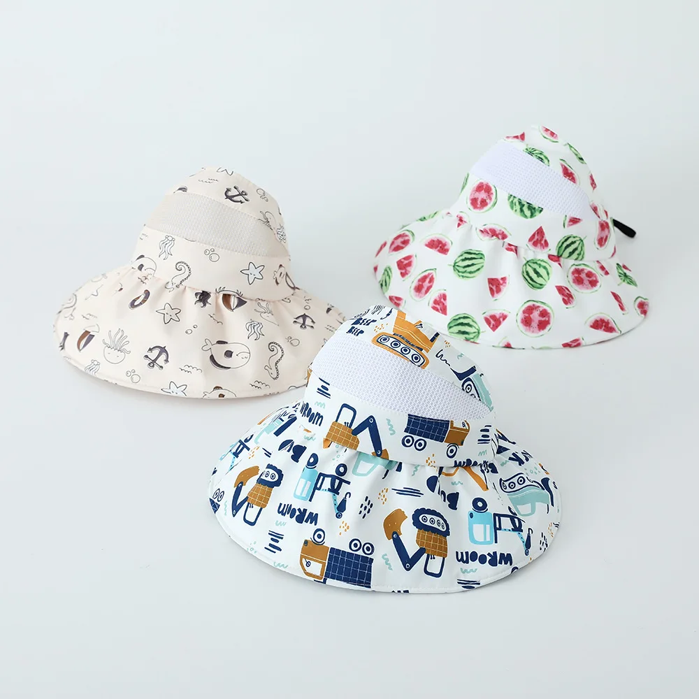 New Kids Hat Outing Spring Summer Cildren's Empty Top Hat Large Brim Sun Block Cap Boy Girl Shell Nt Caps 2 3 4 5 6 7 8 Years