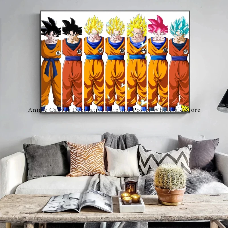 

Canvas Painting Poster Hot-blooded Anime Dragon Ball Z Super Saiya 3 Vegeta IV Son Goku Wall Art Prints Picture for Home Decor