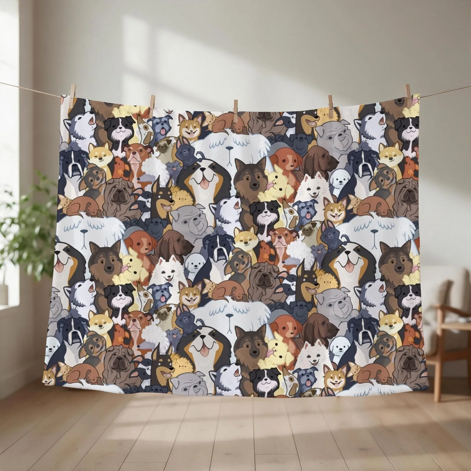 Pupper Party Throw Blanket couch cozy soft plush fuzzy picnic outdoor blanket