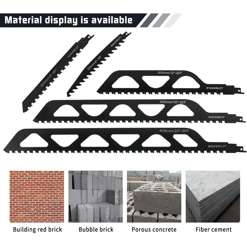 Carbide Alloy Alternativa Saber Saw Blades, Bubble Tijolo, Tijolo Oco, Pedra De Concreto, Ferramentas De Corte De Demolição, Serras Renovador