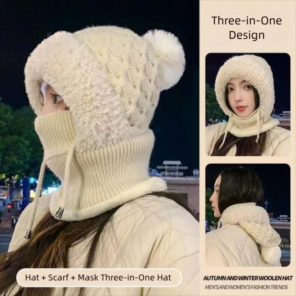 أزياء قطعة واحدة الشتاء محبوك قبعة سميكة الدفء يندبروف قبعة الصوف اصطف سدادات حماية الأذن قبعة النساء #1